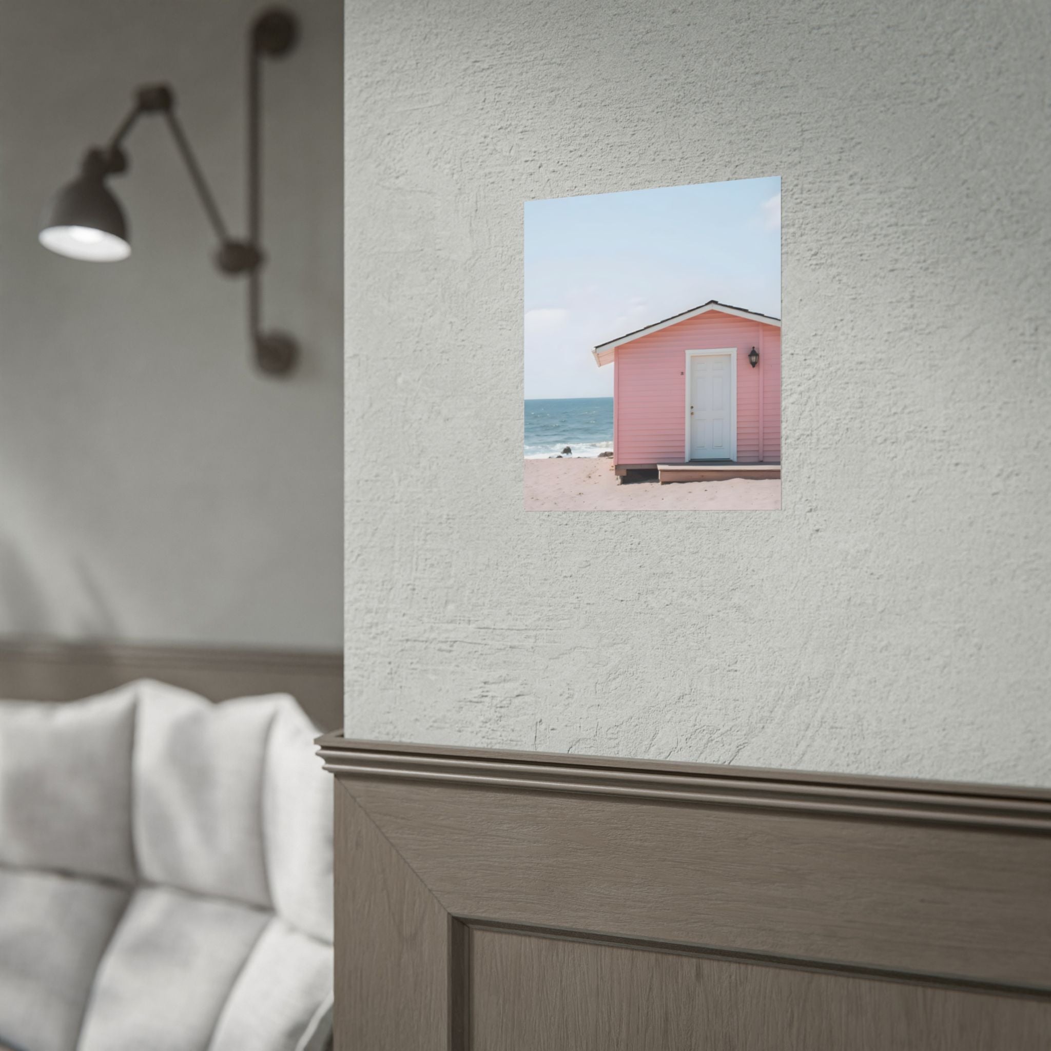 Pink Beach Cottage  Wall Art - Poster