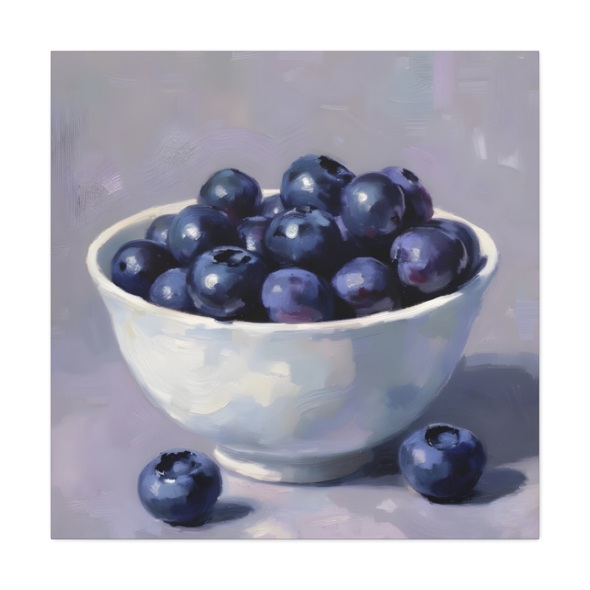 Blueberry Bowl Canvas Print — Still Life Wall Art