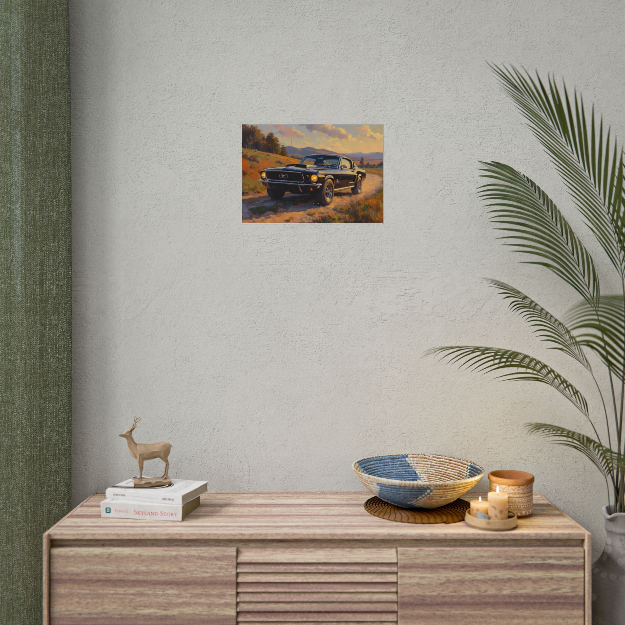 Vintage Mustang Sunset Wall Art - Classic Muscle Car - Poster