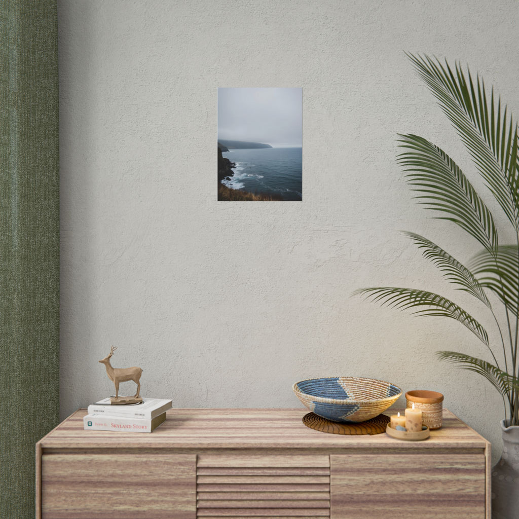 Foggy Coastal Cliff Wall Art  - Poster