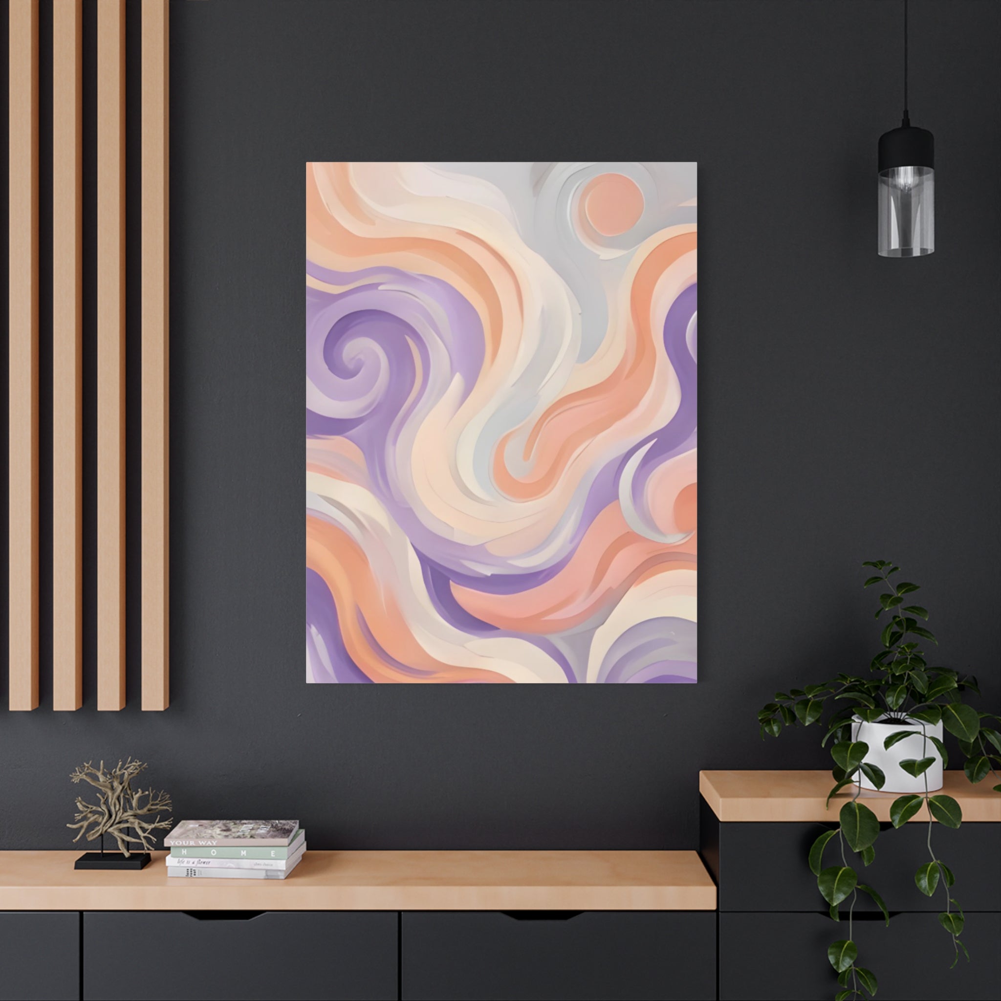 Abstract Swirl Matte Canvas Wall Art - Pastel Waves Stretched Print