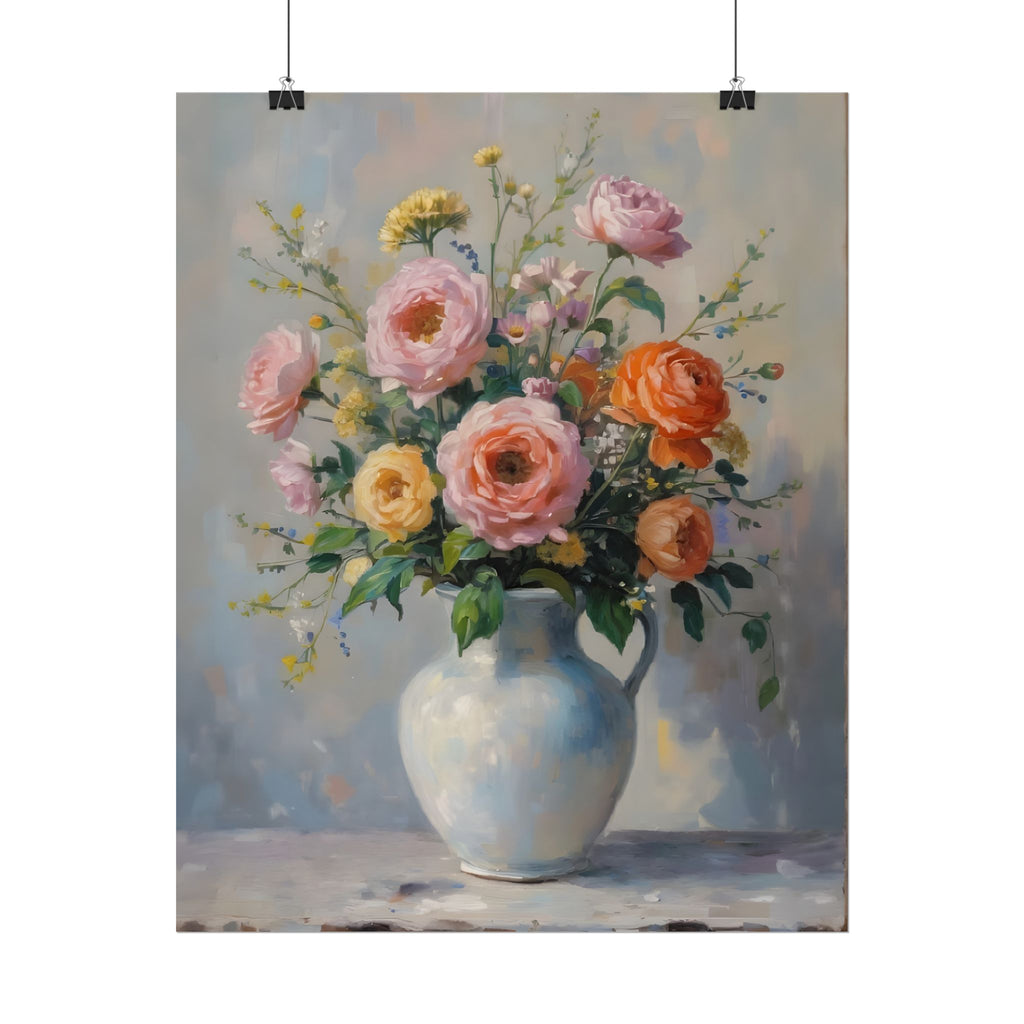 Colourful Roses in Jug Wall Art - Poster