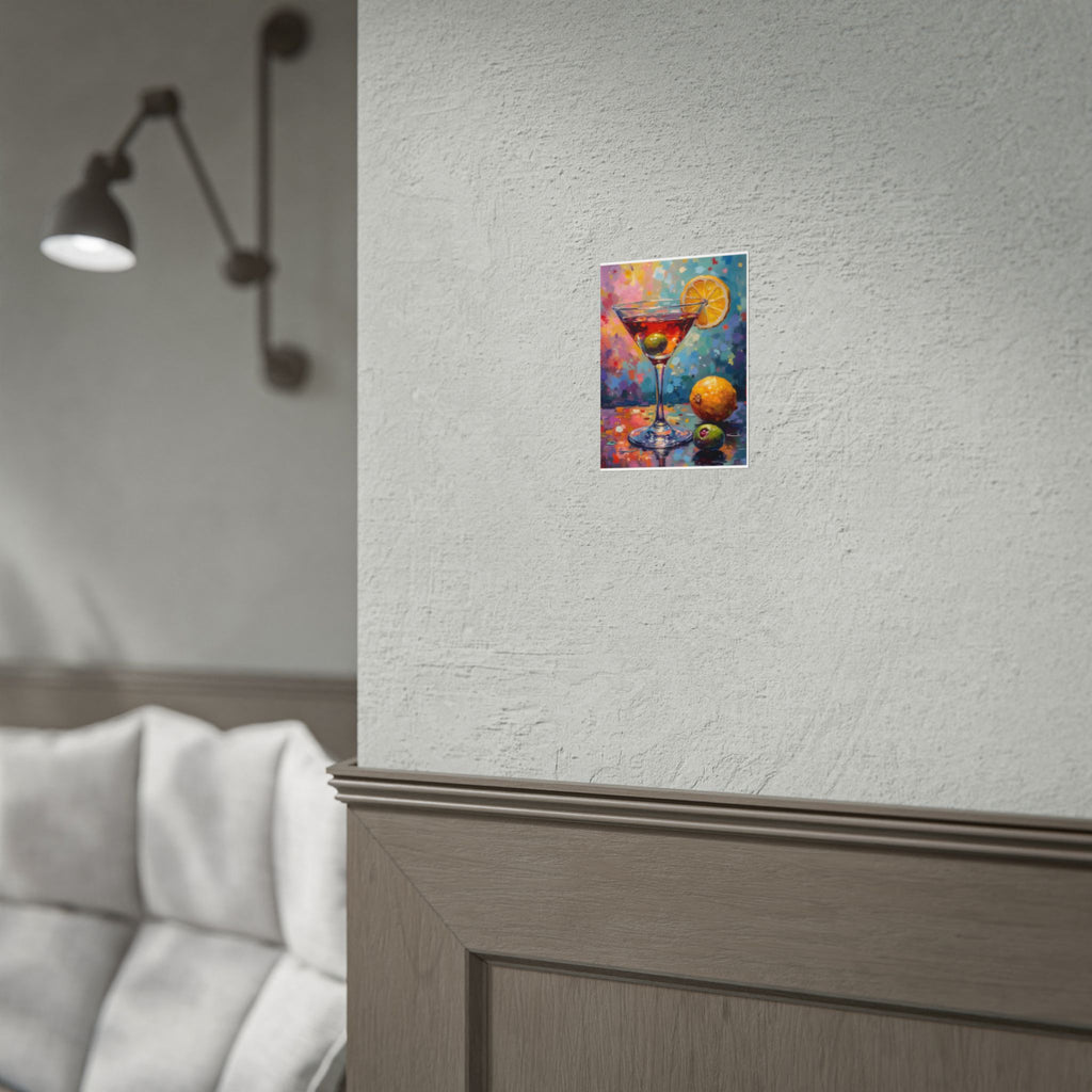 Colorful martini glass with lemon and olive Wall Art - Poster