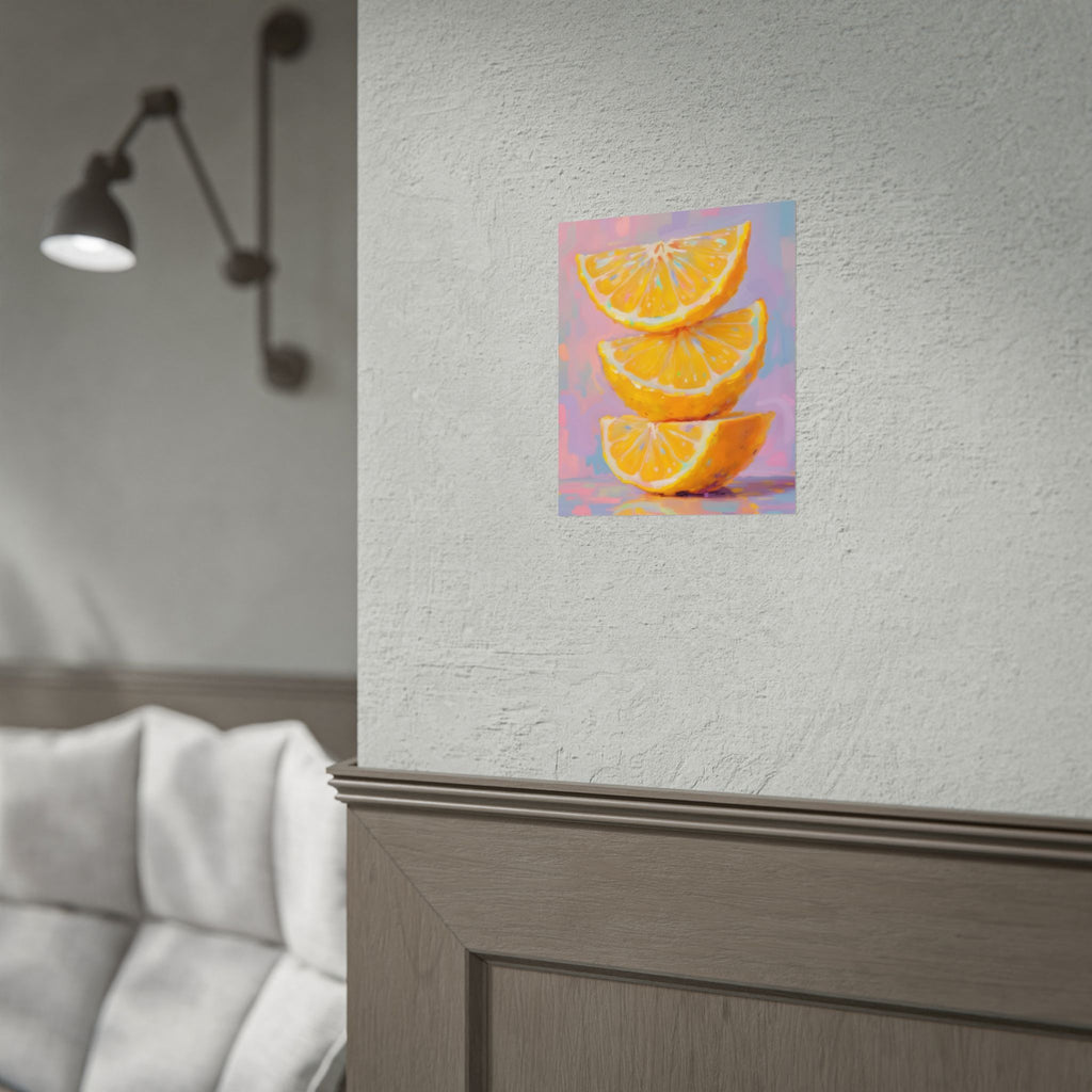 Citrus Slice - Stacked Lemon Wall Art - Stretched Poster