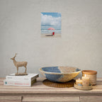 Sun-drenched beach memory with beach chair and umbrella - Poster