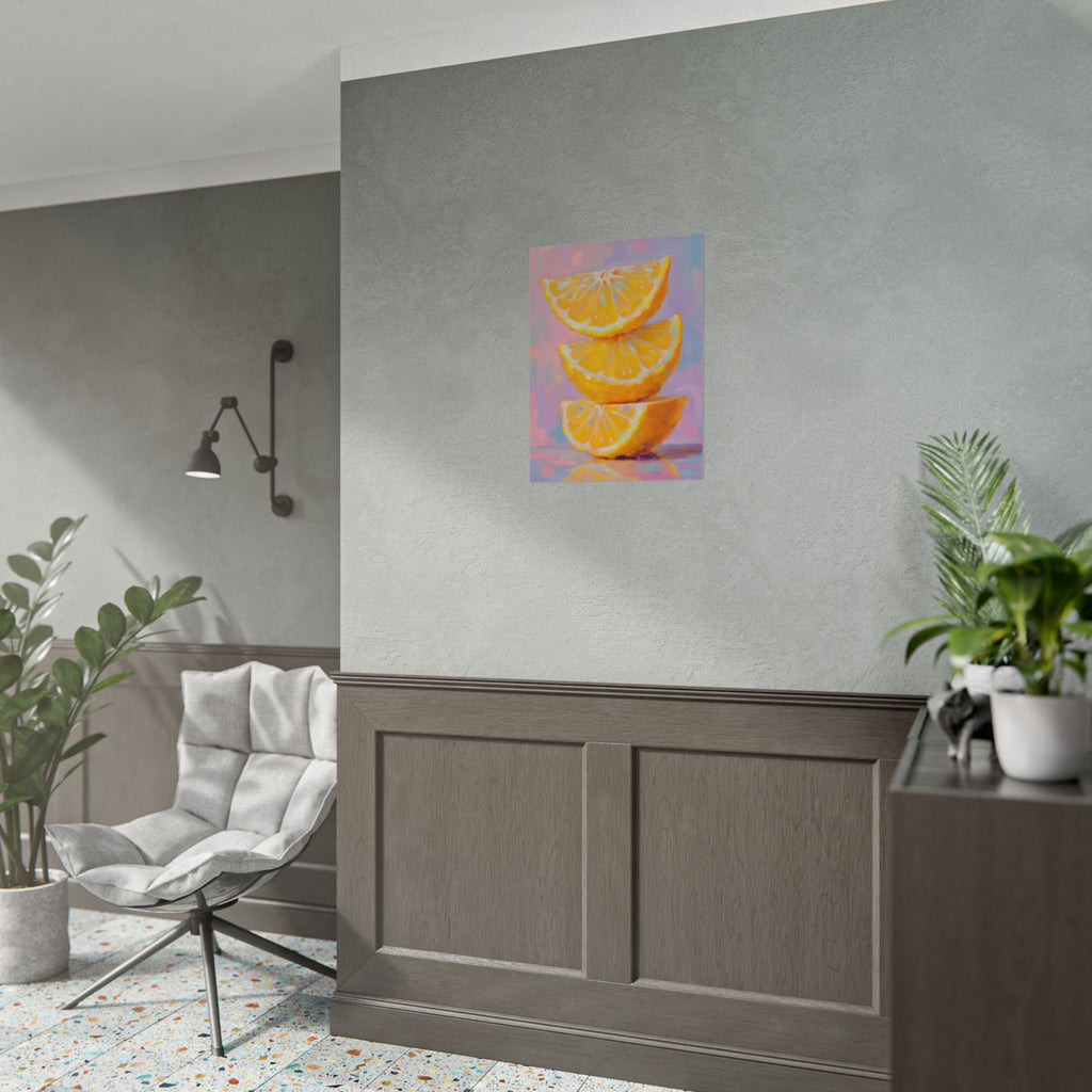 Citrus Slice - Stacked Lemon Wall Art - Stretched Poster