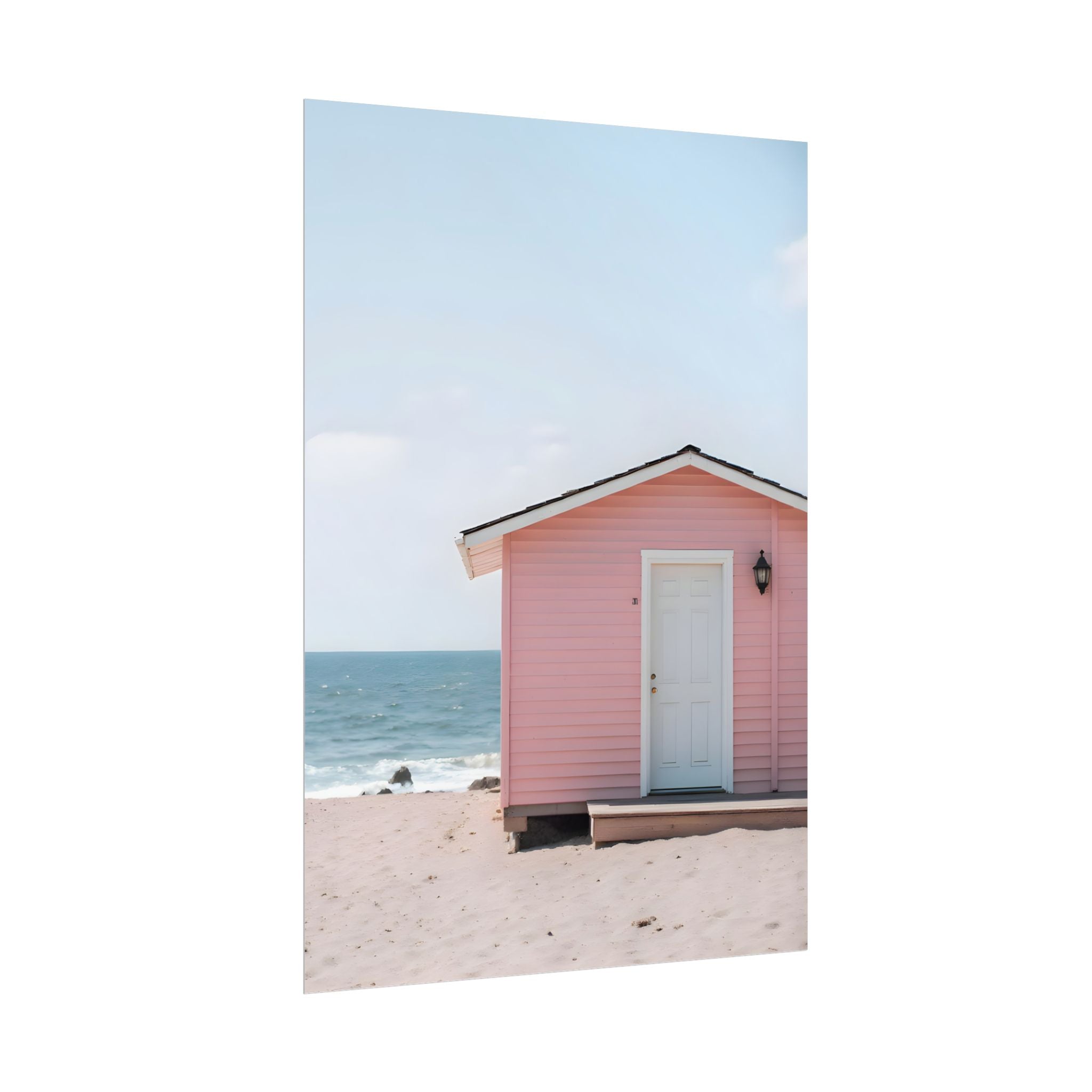 Pink Beach Cottage  Wall Art - Poster
