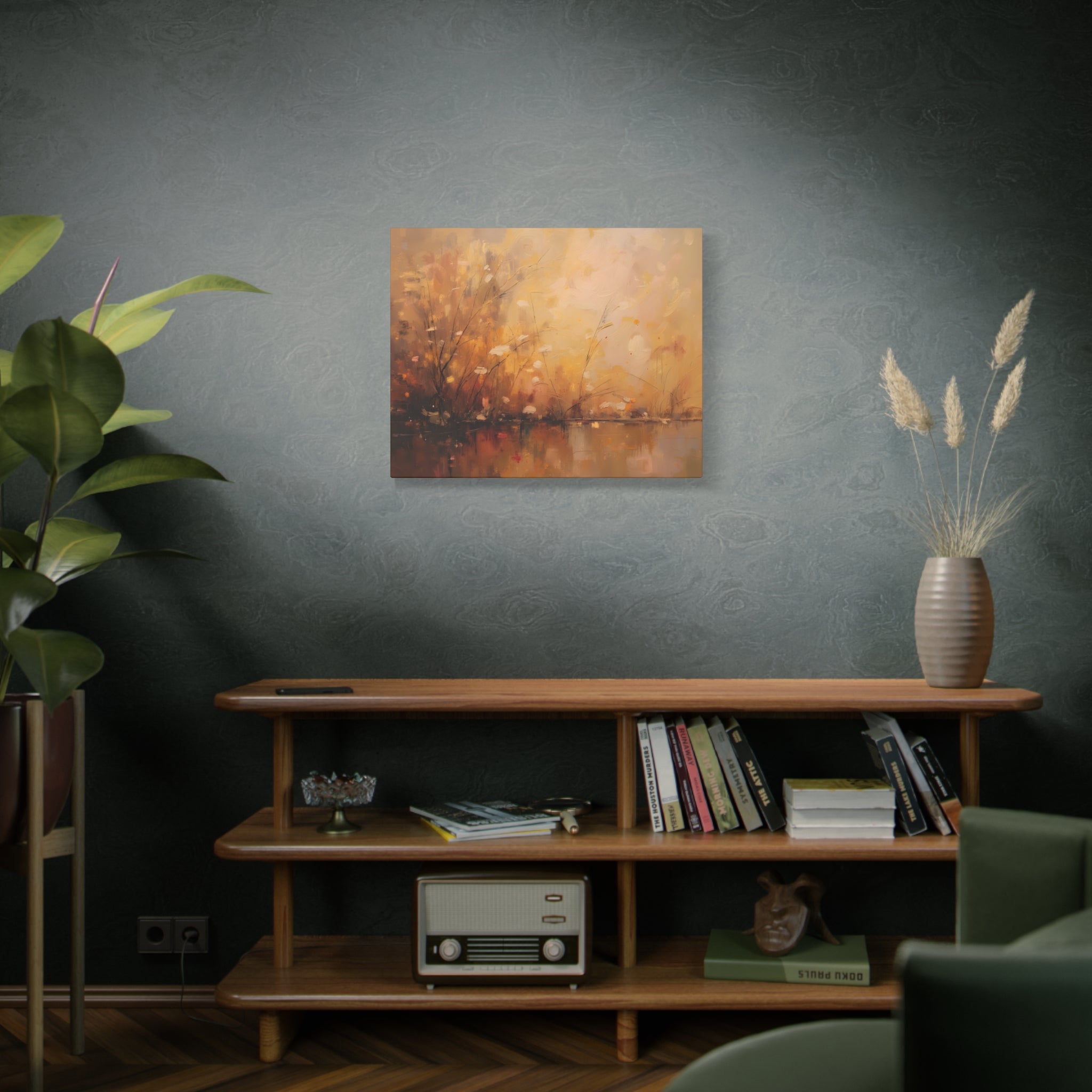 Golden Meadow Abstract Wall Art - Stretched Canvas