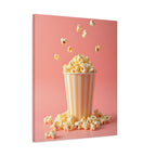 Popcorn with a pink background Wall Art - Stretched Canvas