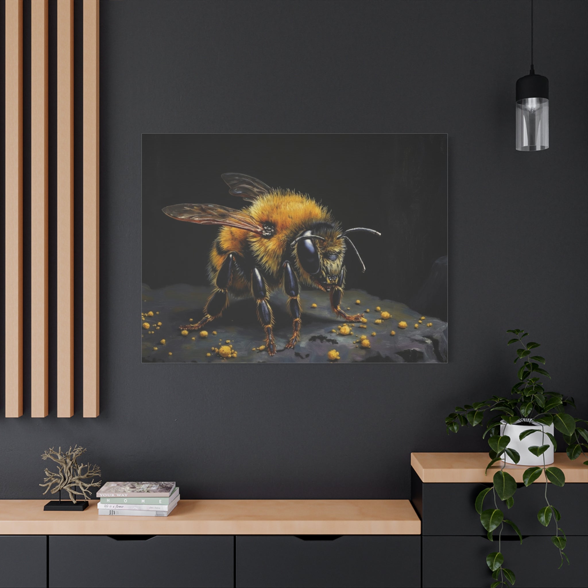 Bumblebee Canvas Print — Realistic Bee Wall Art on Matte Stretched Canvas
