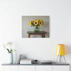 Sunflowers in Green Pitcher Wall Art - Stretched Canvas