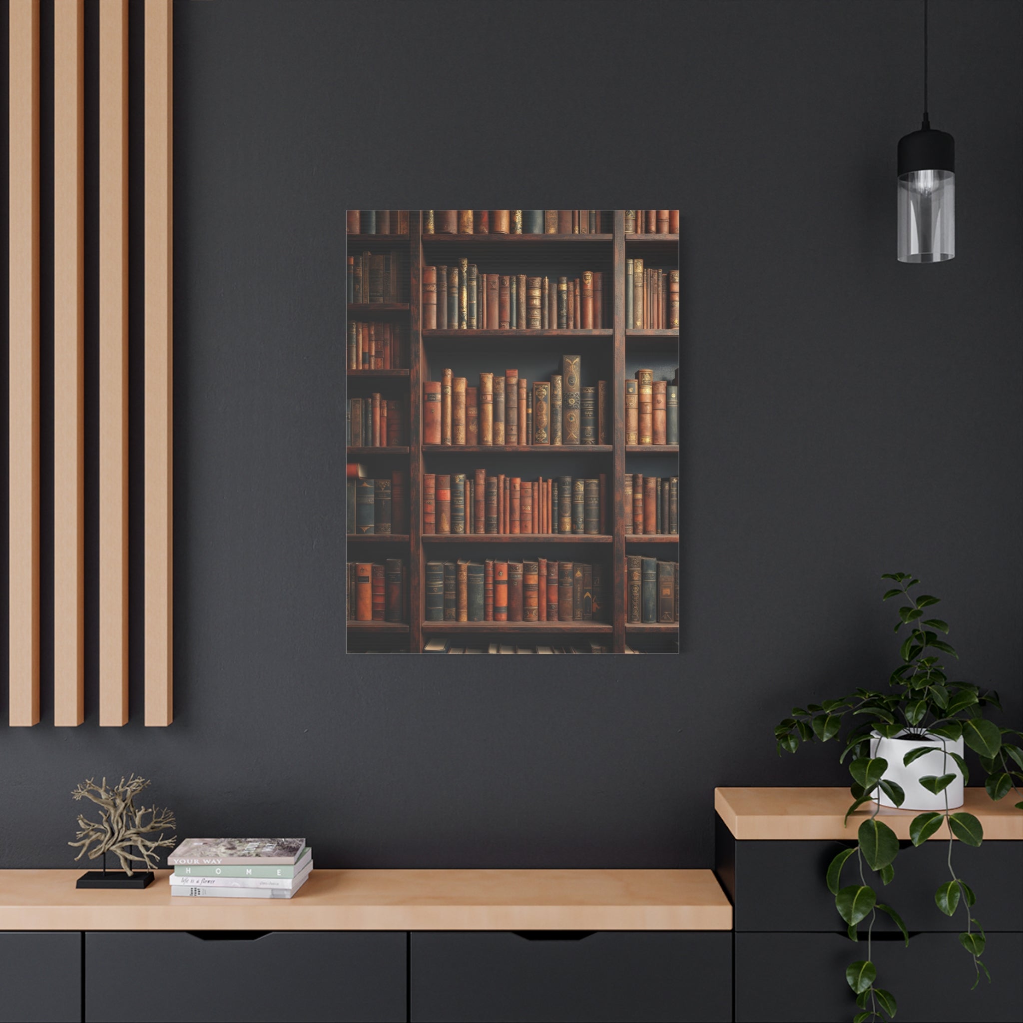 Vintage Bibliotheekboeken Canvas Print - Gestapelde Antieke Boekenkast Muurkunst