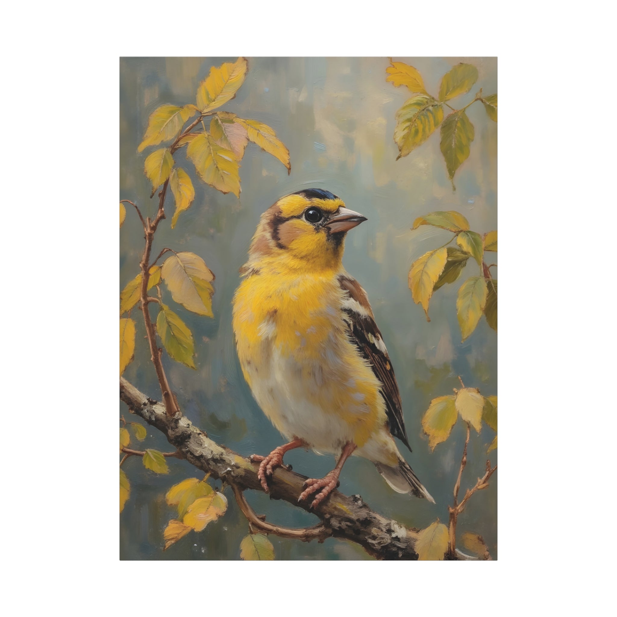 Goldfinch on a branch Wall Art - Stretched Canvas
