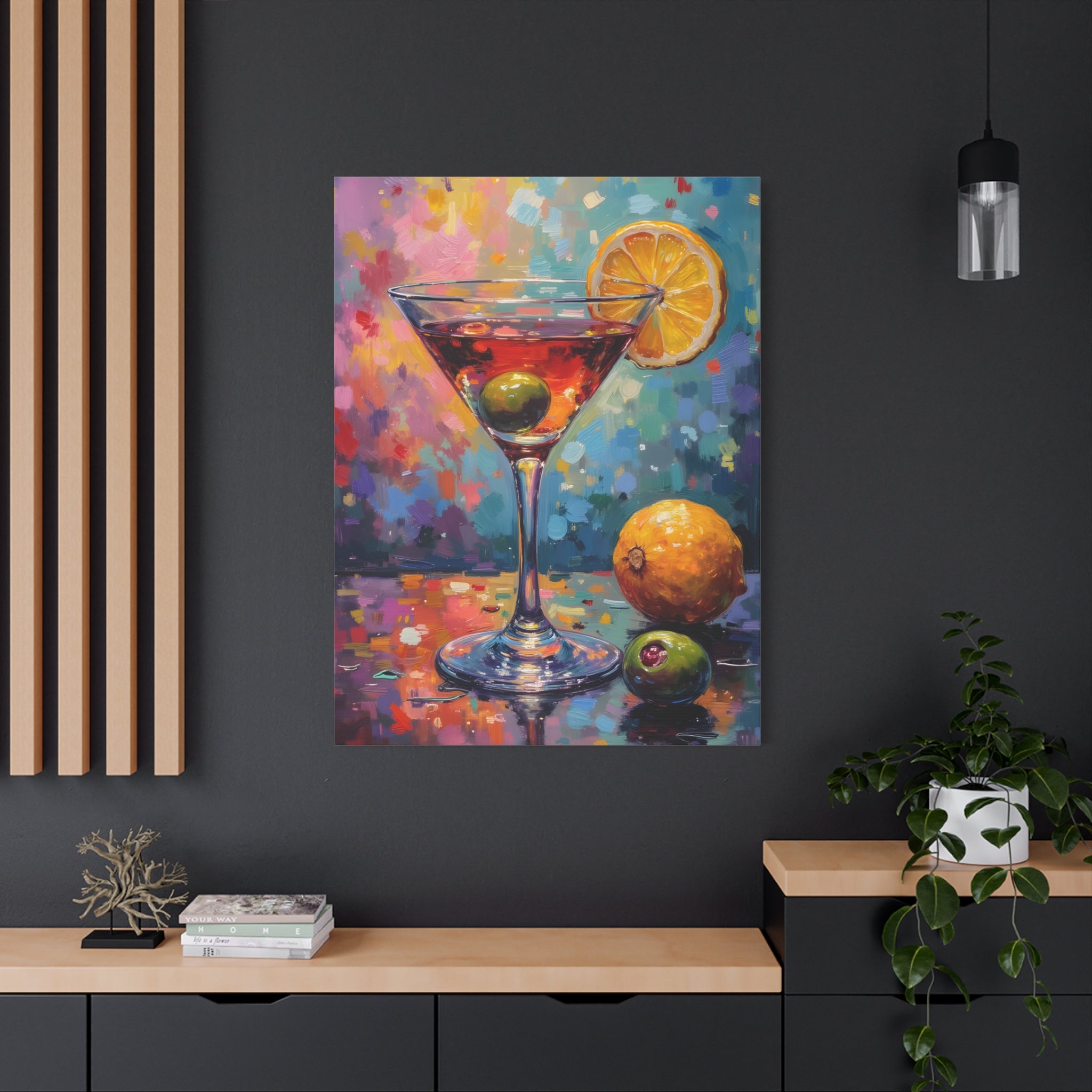 Colourful Martini Glass Matte Canvas Wall Art - Stretched canvas