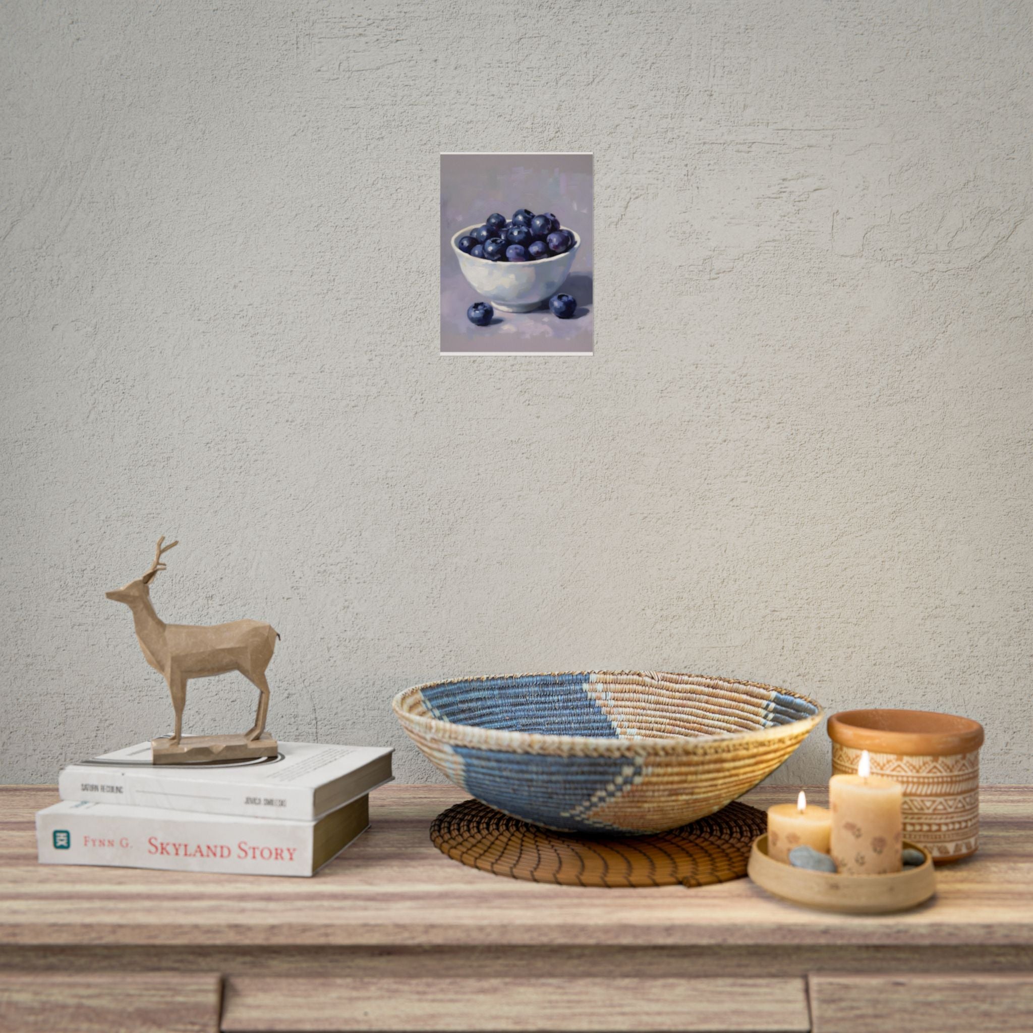 Blauwe Bessen Kom Poster — Stilleven Fruit Kunstprint (Opgerolde Poster)