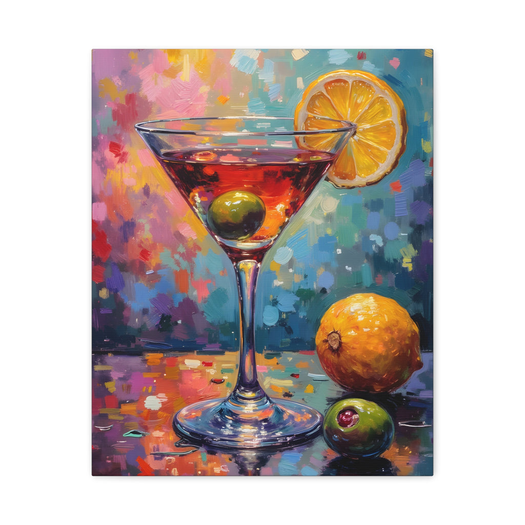 Colourful Martini Glass Matte Canvas Wall Art - Stretched canvas