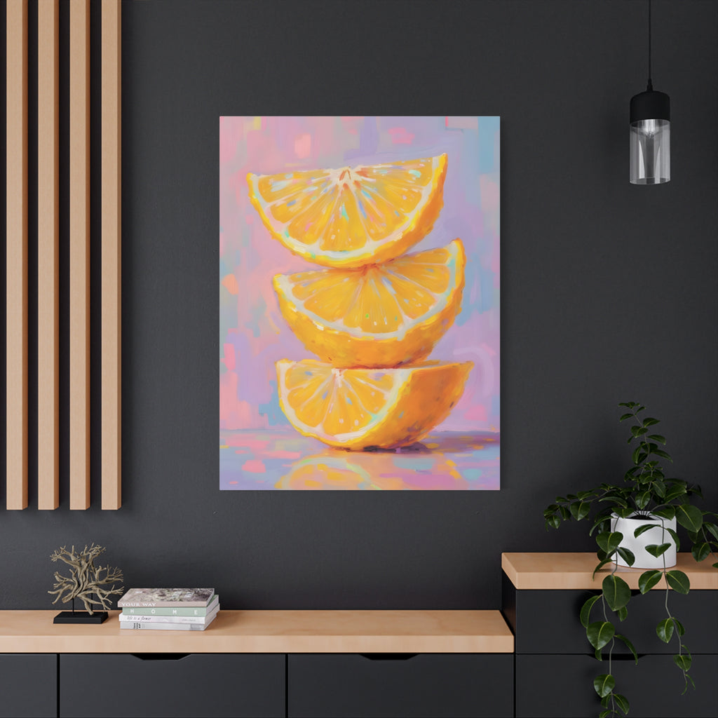 Citrus Slice - Stacked Lemon Wall Art - Stretched Canvas