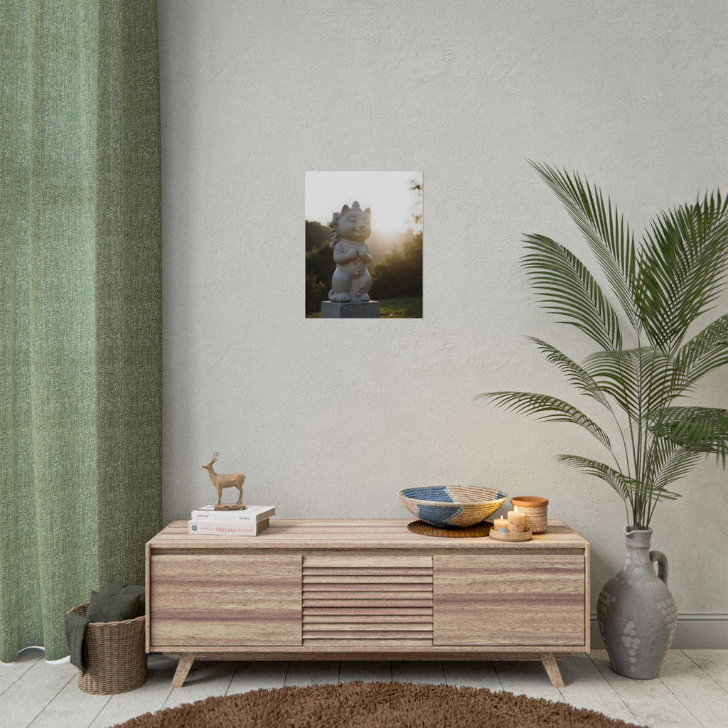 Sunlit Lucky Cat Wall Art - Poster