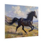Running Black Stallion Wall Art - Horse Painting - Poster