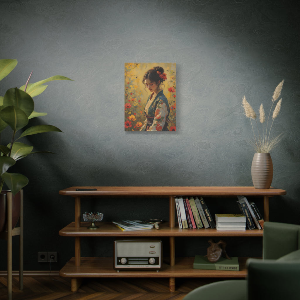 Asian Floral Lady Wall Art - Stretched Canvas