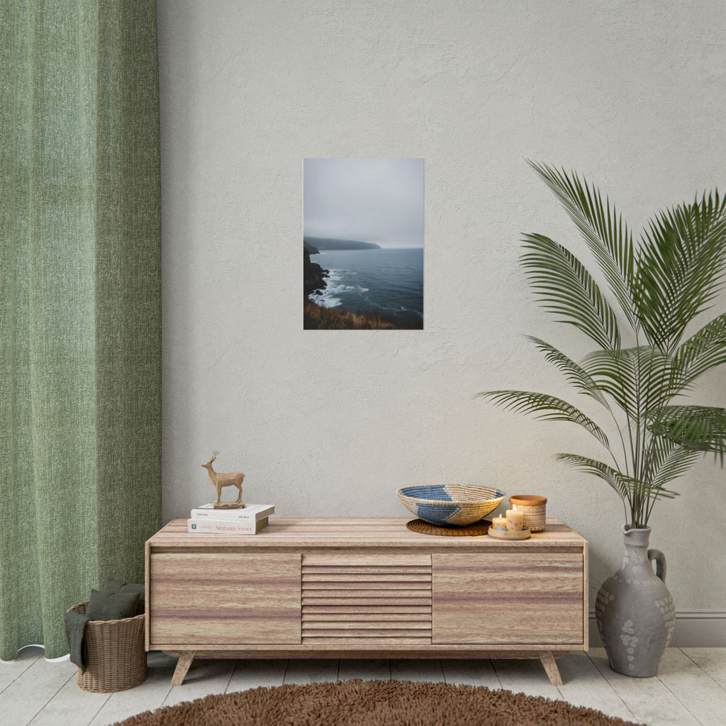 Foggy Coastal Cliff Wall Art  - Poster