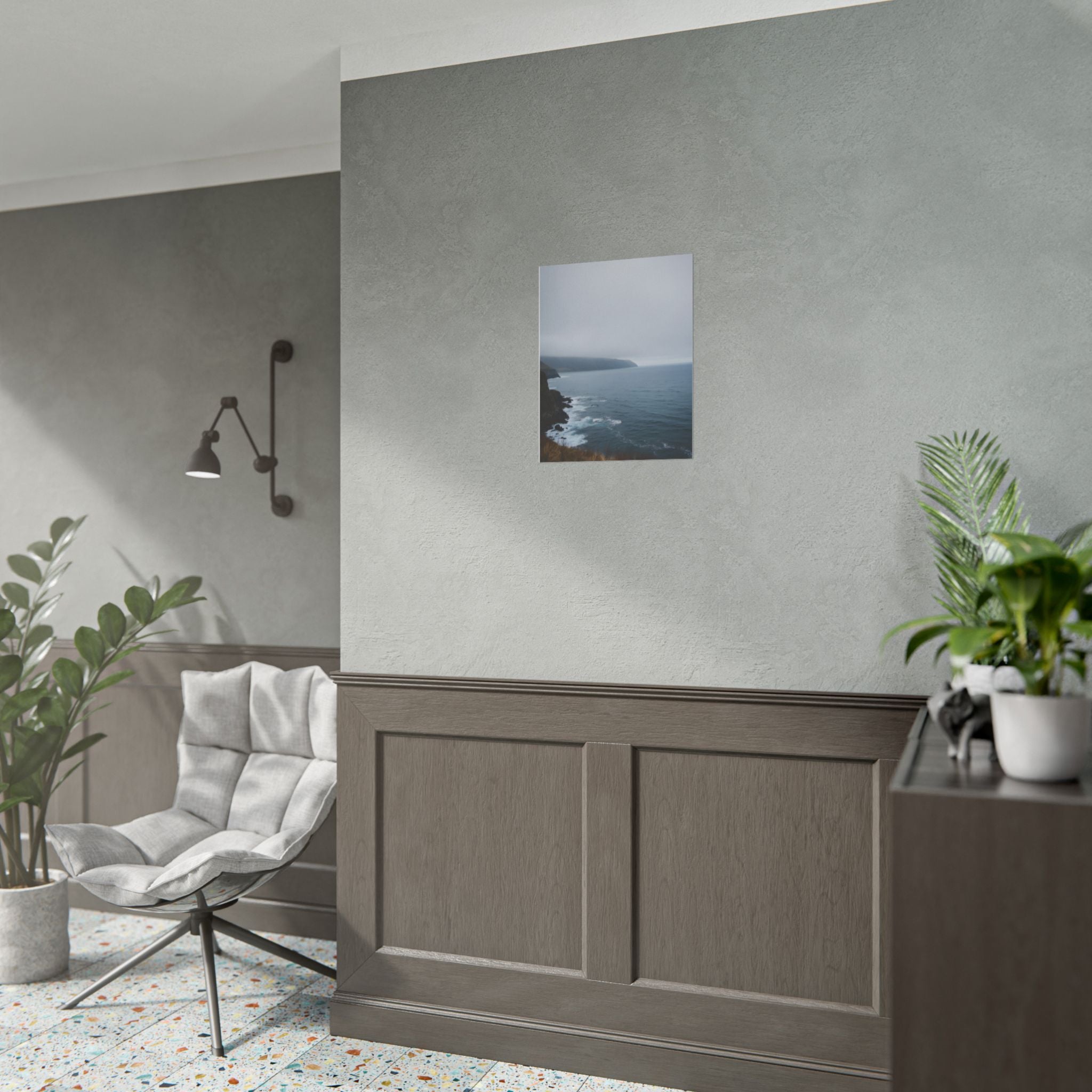 Foggy Coastal Cliff Wall Art  - Poster