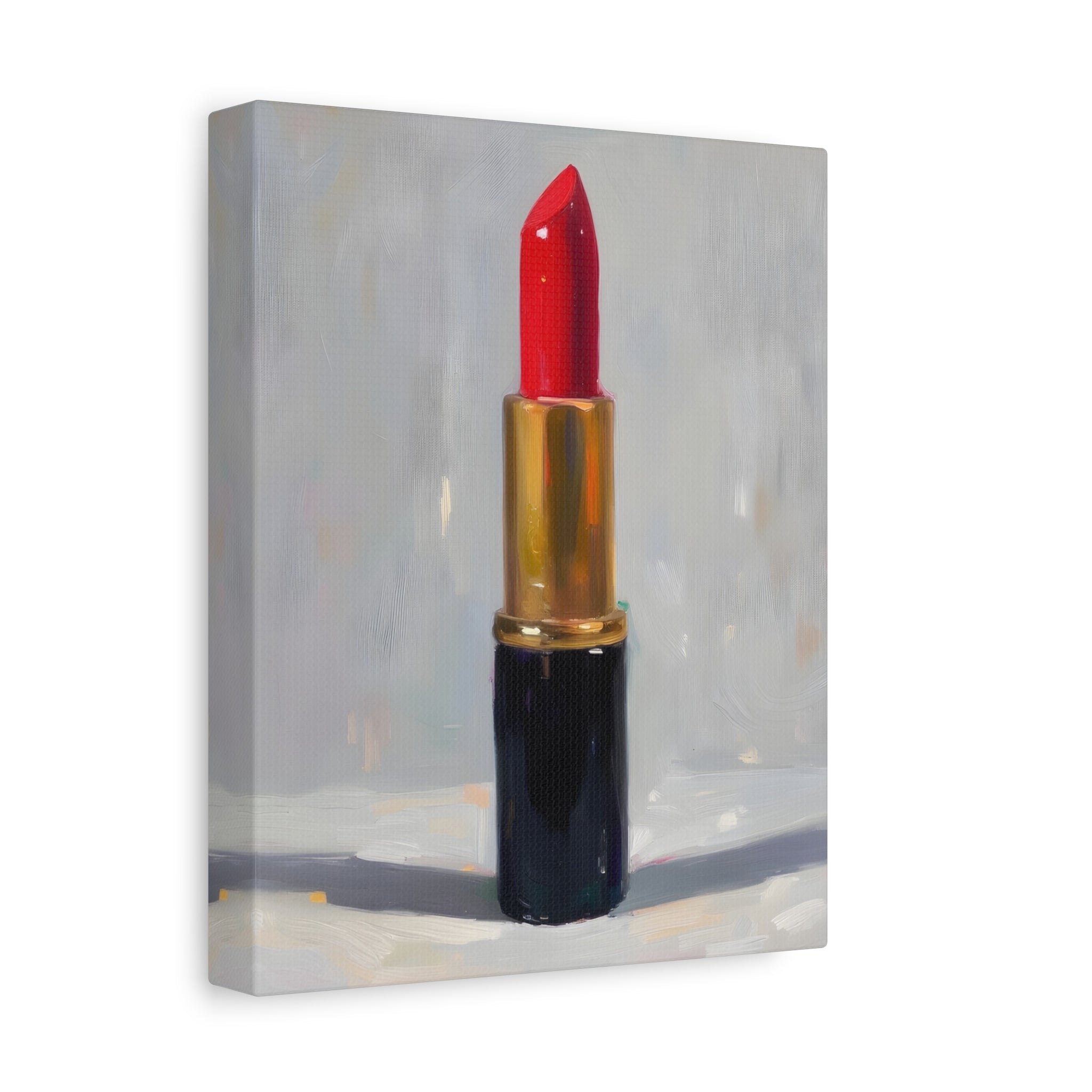 Red Lipstick Canvas Art — Cosmetic Pop Still Life Wall Decor