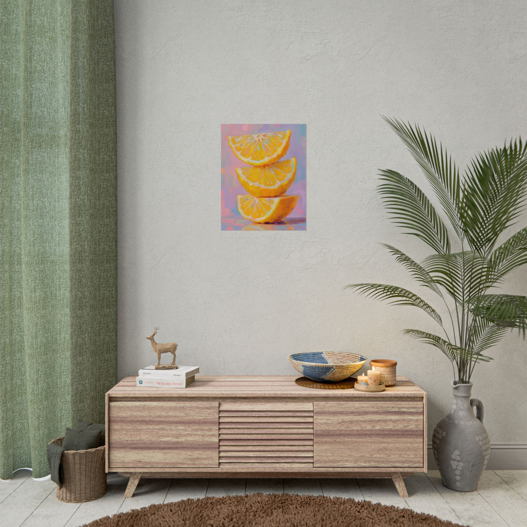 Citrus Slice - Stacked Lemon Wall Art - Stretched Poster