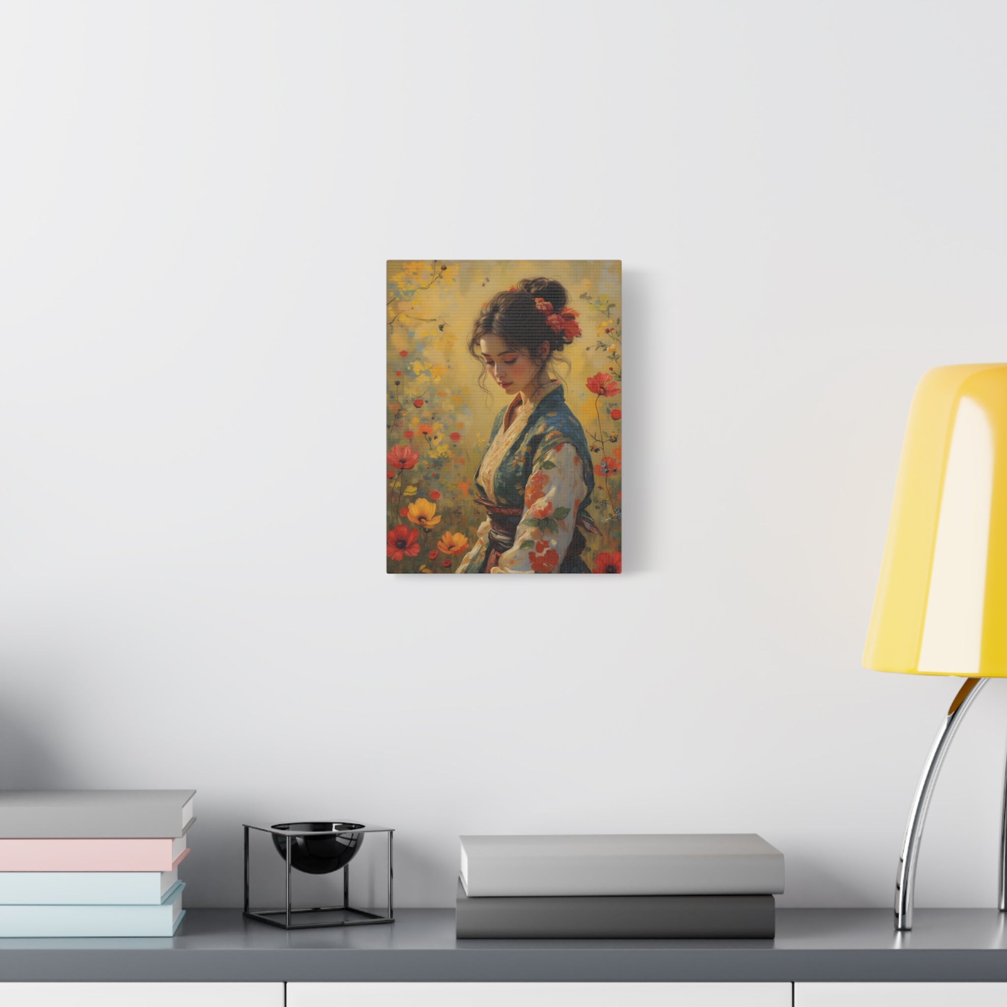 Asian Floral Lady Wall Art - Stretched Canvas