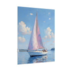 Sailing boat on calm water with pink accents - Poster