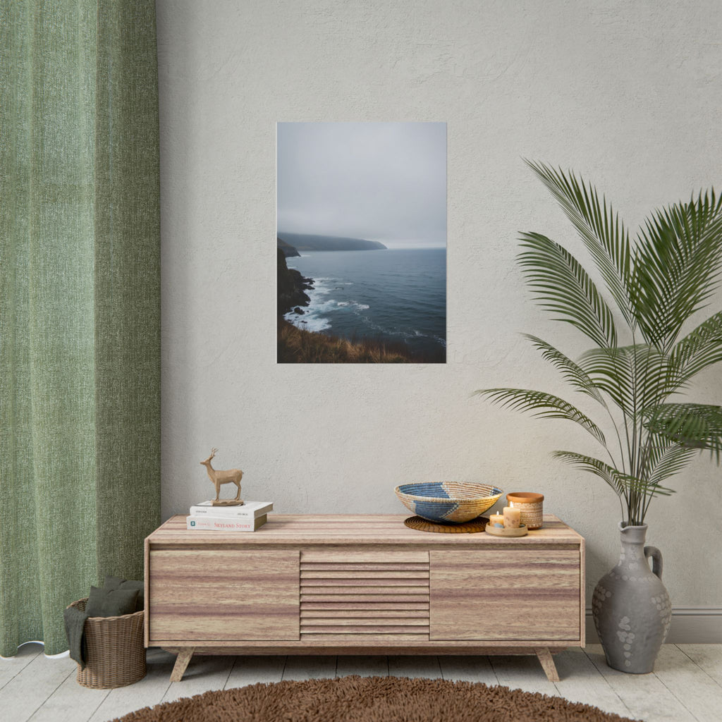 Foggy Coastal Cliff Wall Art  - Poster