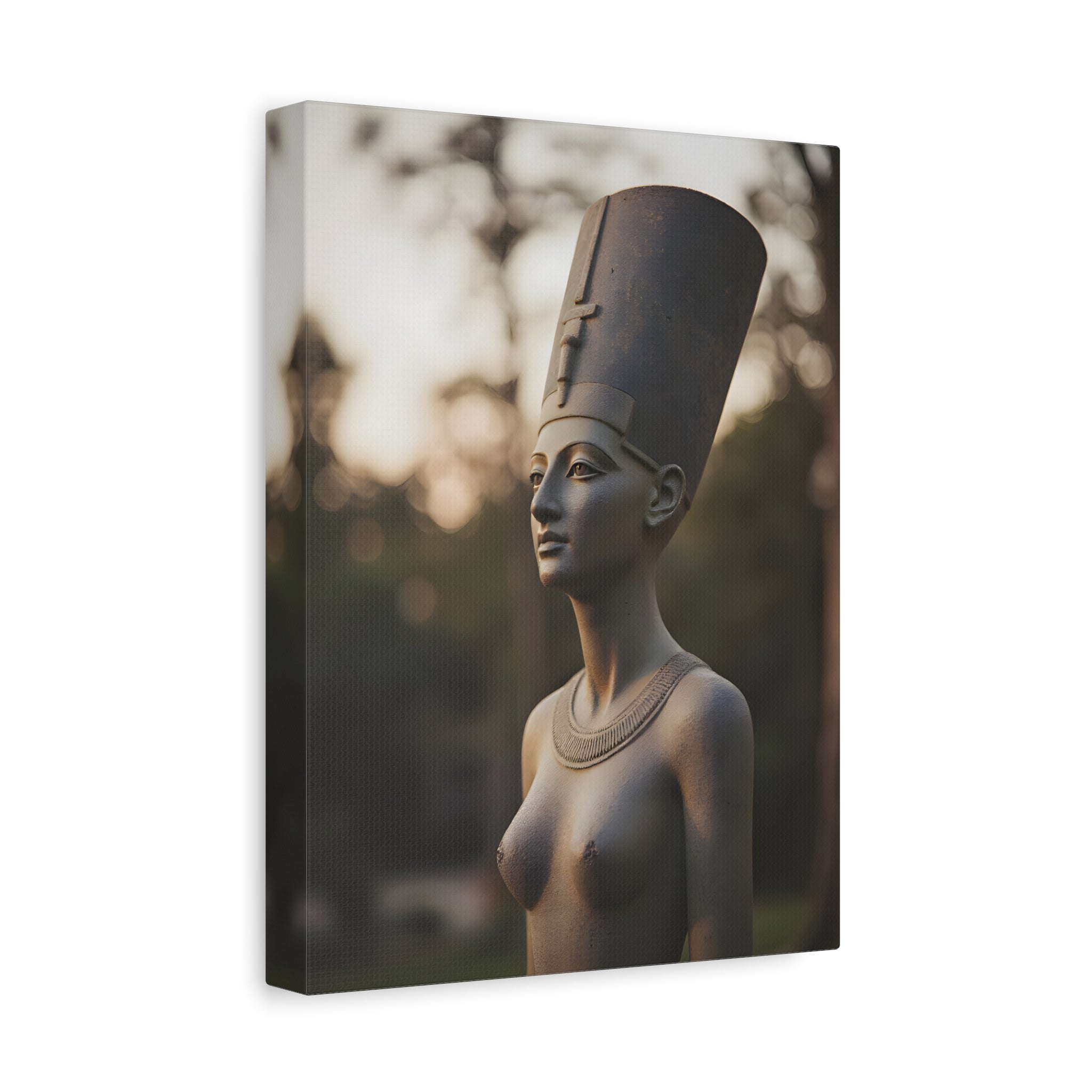 Nefertiti Bronze Statue Wall Art - Egyptian Sculpture Photography - Queen of Egypt - Stretched Canvas