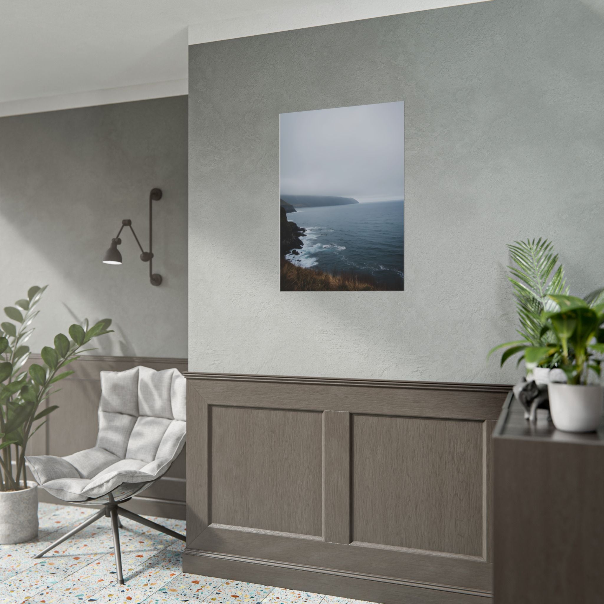 Foggy Coastal Cliff Wall Art  - Poster
