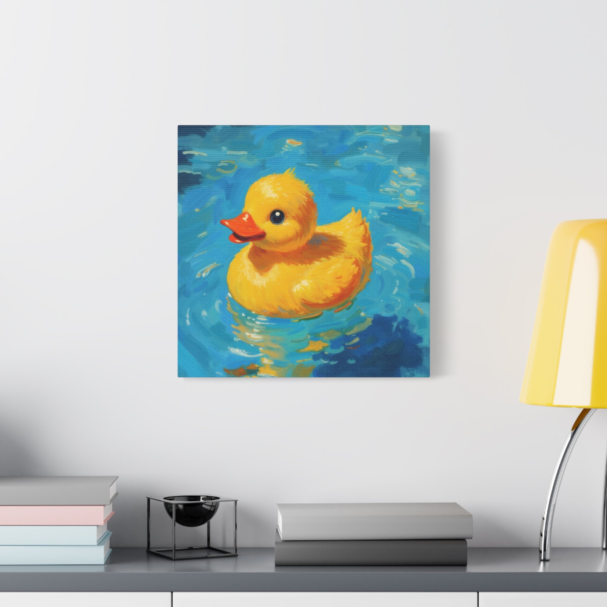 Rubber Duck Painting Canvas — Bright Yellow Nursery Wall Art