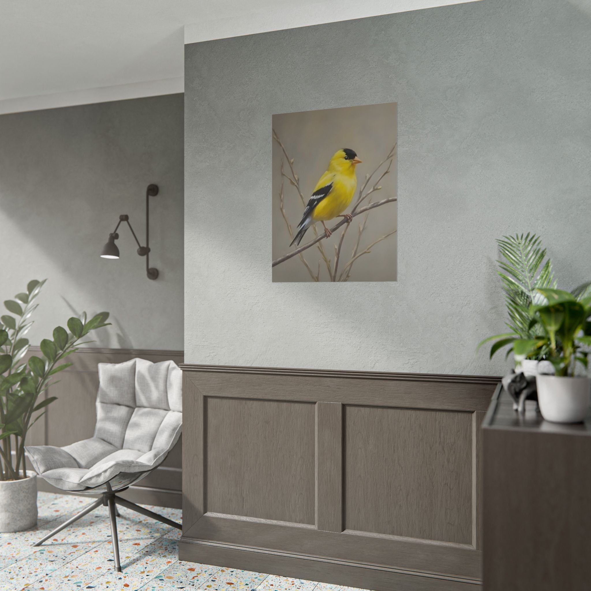 Goldfinch Art Poster - Yellow Songbird Print for Nature Lovers