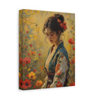 Asian Floral Lady Wall Art - Stretched Canvas