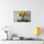 Sunflowers in Green Pitcher Wall Art - Stretched Canvas