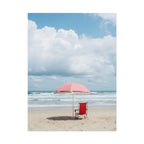 Sun-drenched beach memory with beach chair and umbrella - Poster