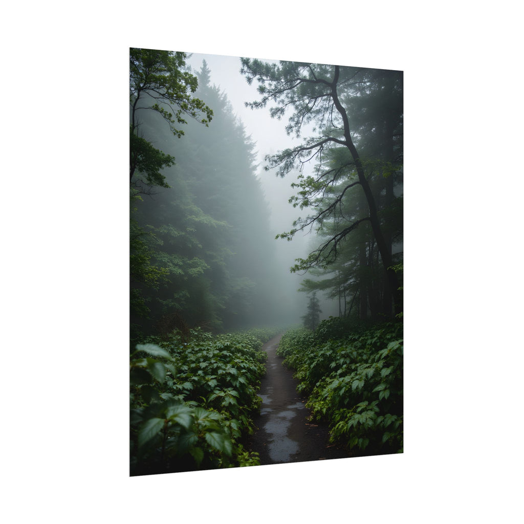 Misty Forest Path  Stretched Wall Art - Poster
