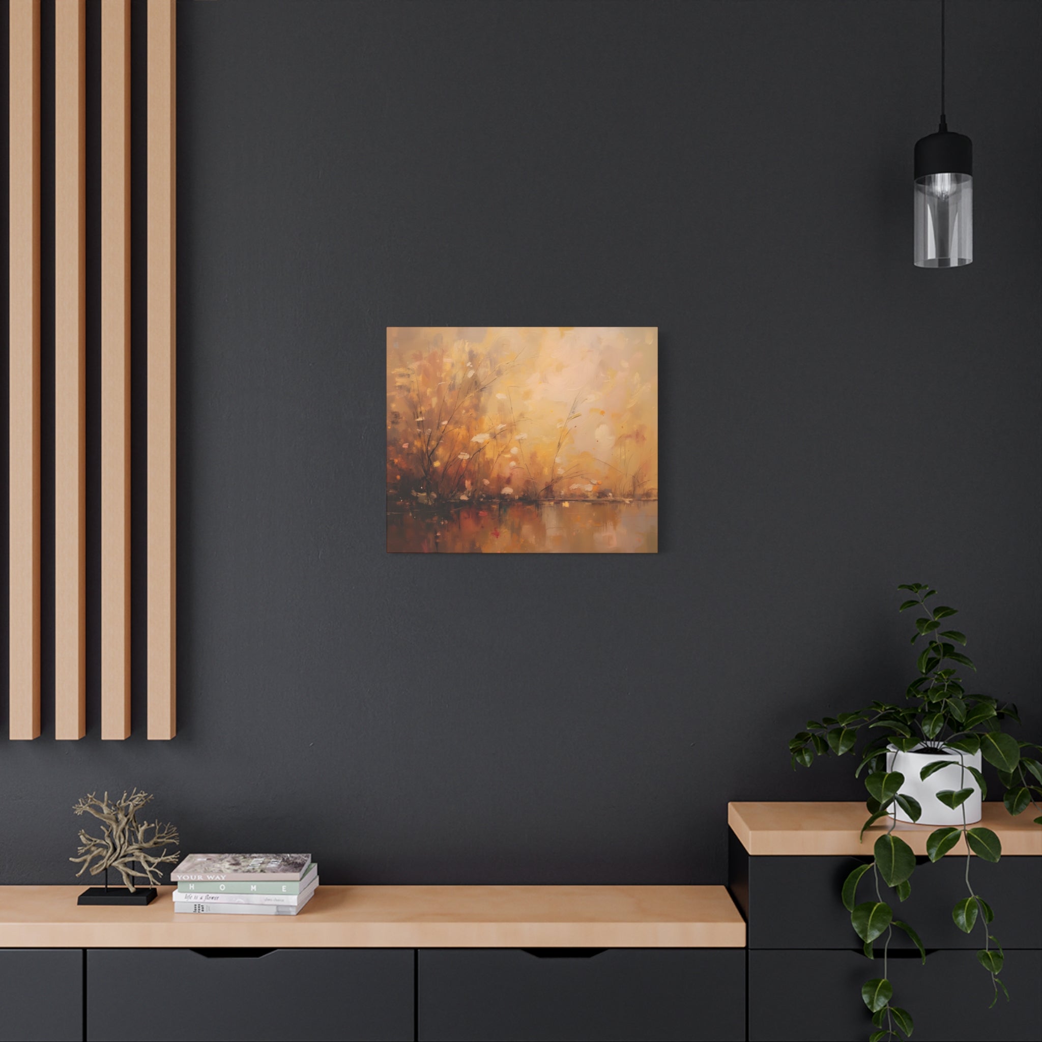 Golden Meadow Abstract Wall Art - Stretched Canvas