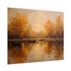 Autumn at the lake with rowboats - Poster