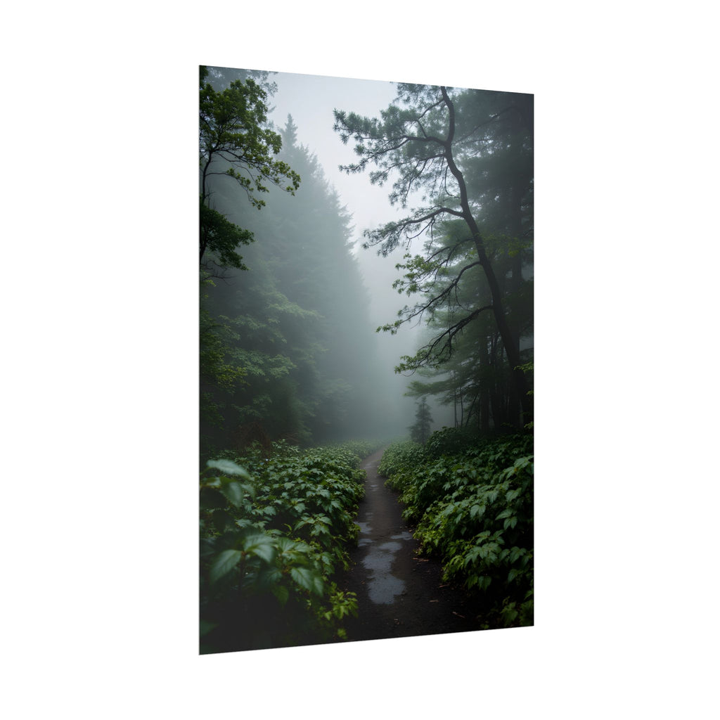 Misty Forest Path  Stretched Wall Art - Poster
