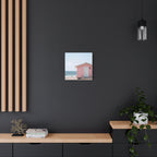 Pink Beach Cottage  Wall Art - Stretched Canvas