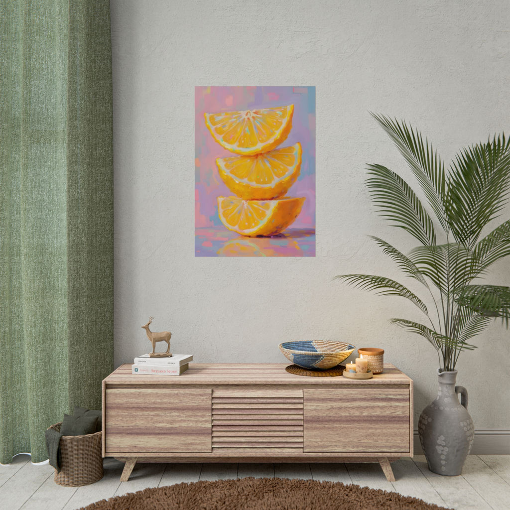 Citrus Slice - Stacked Lemon Wall Art - Stretched Poster