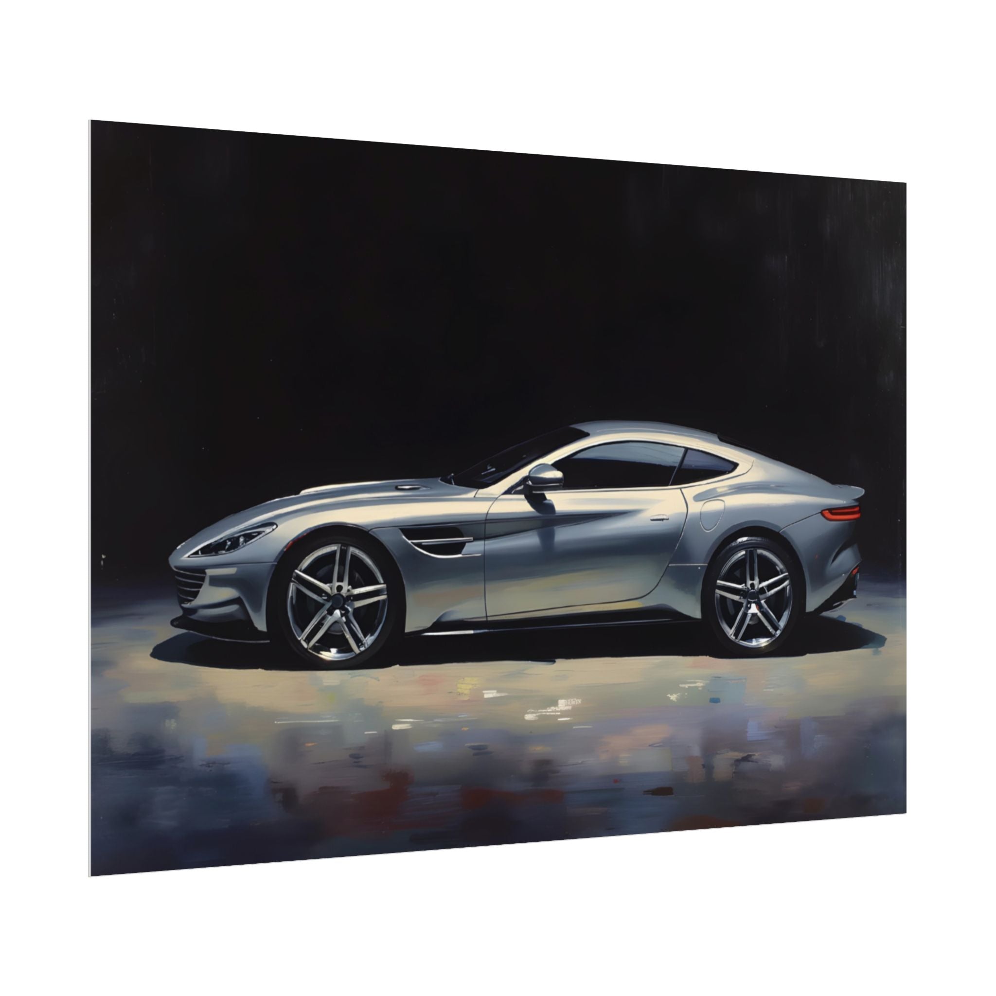 Sportwagen Poster - Zilveren GT Automotive Kunstprint (Opgerolde Poster)