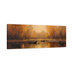 Autumn at the lake with rowboats Wall Art - Stretched Canvas