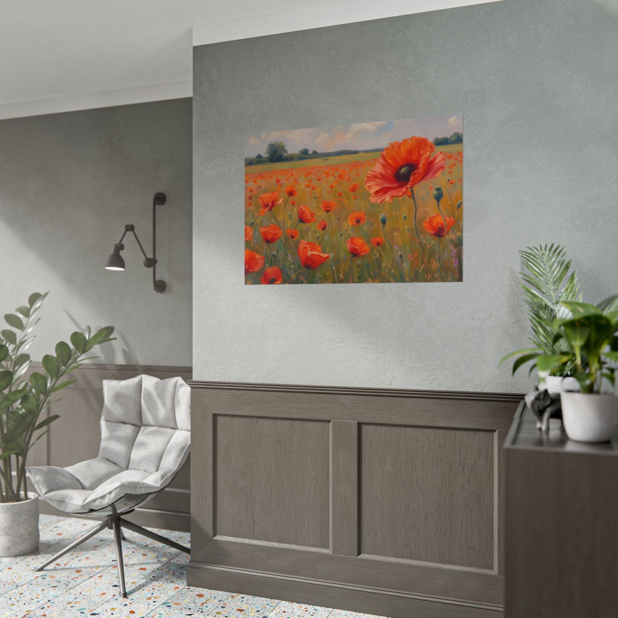 Poppy Field Art Poster - Rolled Floral Wall Print for Home & Office