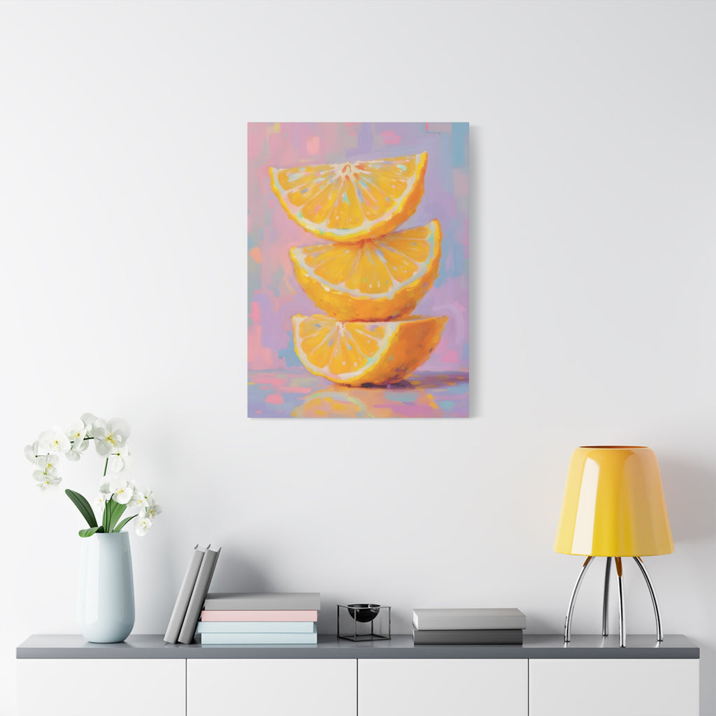 Citrus Slice - Stacked Lemon Wall Art - Stretched Canvas