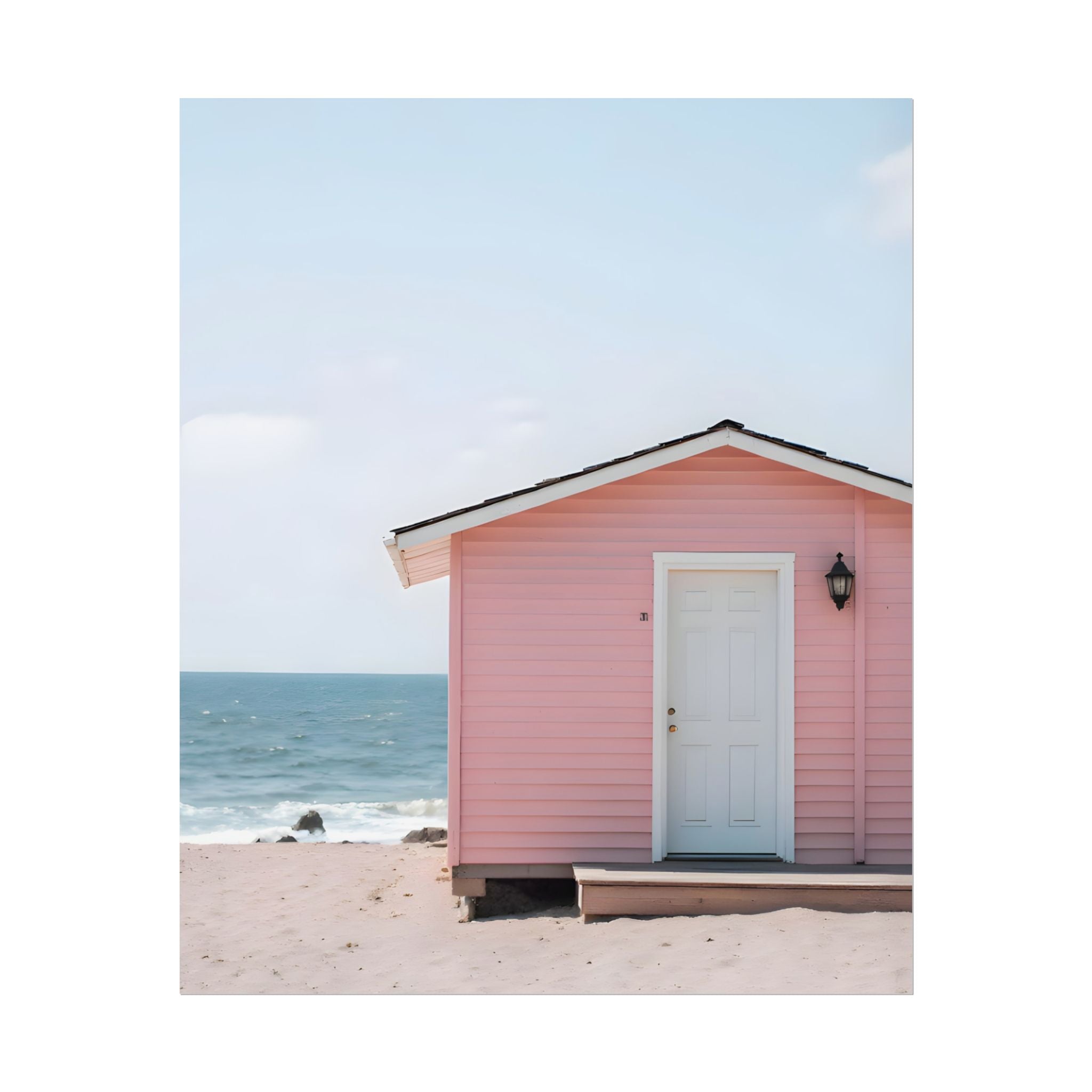 Pink Beach Cottage  Wall Art - Poster