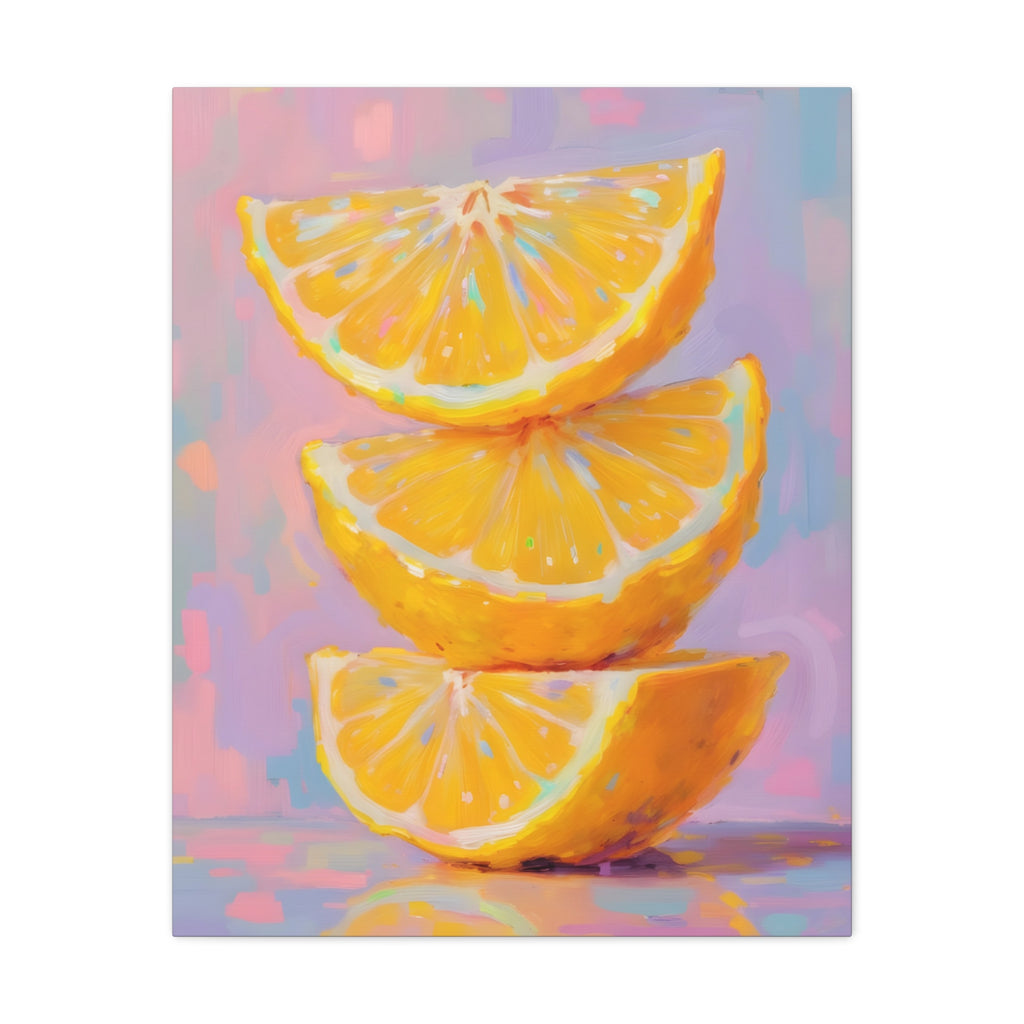 Citrus Slice - Stacked Lemon Wall Art - Stretched Canvas